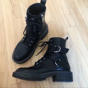 Lace up biker ankle boots